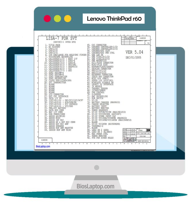 شماتیک لپ تاپ Lenovo Thinkpad R60 | دانلود فایل PDF | بایوس لپ تاپ